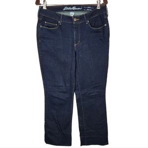 Eddie Bauer Womens Size 10 Curvy Bootcut Dark Wash Blue Denim Stretch Jeans